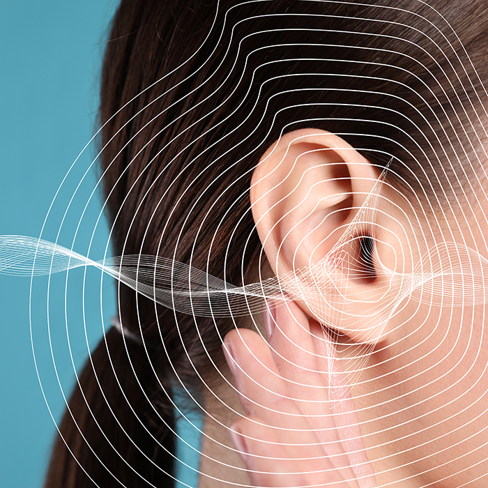 Ohr mit Schallwellen