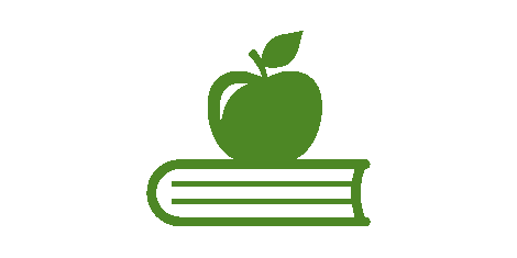 Icon Buch und Apfel Bedeutung für Ernährungsbildung