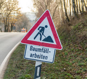 Schild Baumfaellarbeiten