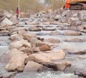 Fischtreppe in Erdesbach kurz vor der Fertigsstellung