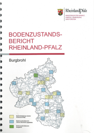 Das Bild zeigt das Deckblatt des Bodenzustandsberichts Burgbrohl von 2017