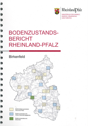 Das Bild zeigt das Deckblatt des Bodenzustandsberichts Birkenfeld von 2018