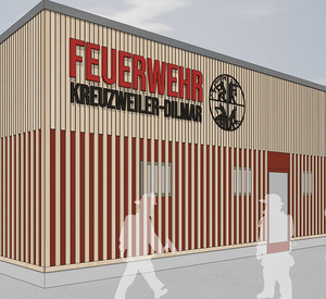 Modell des zukünftigen Feuerwehrgerätehäuses in Palzem