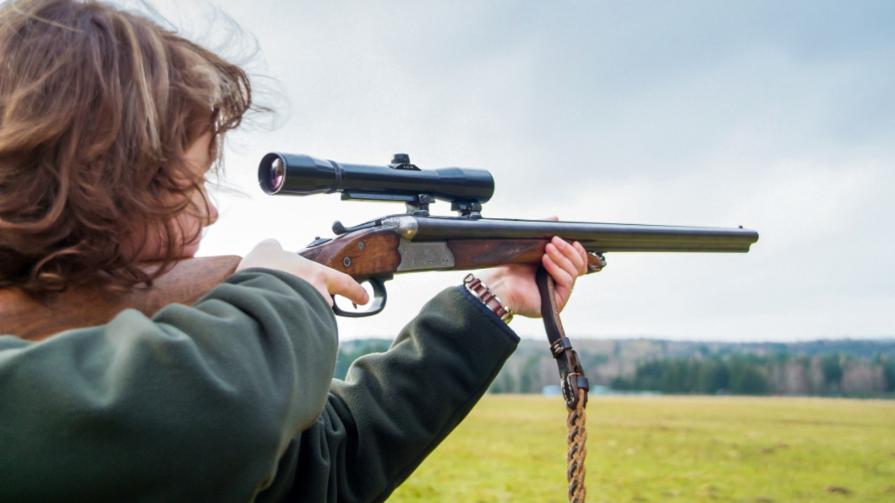 Jägerin bei der Jagd