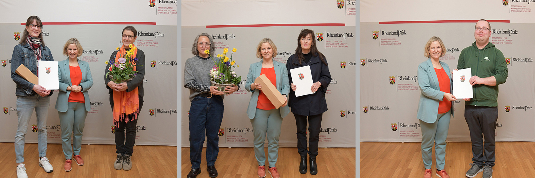 Umweltministerin Katrin Eder mit den Tierschutzpreisträgern
