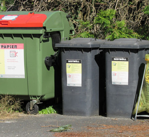 Verschiedene Abfallbehälter am Straßenrand