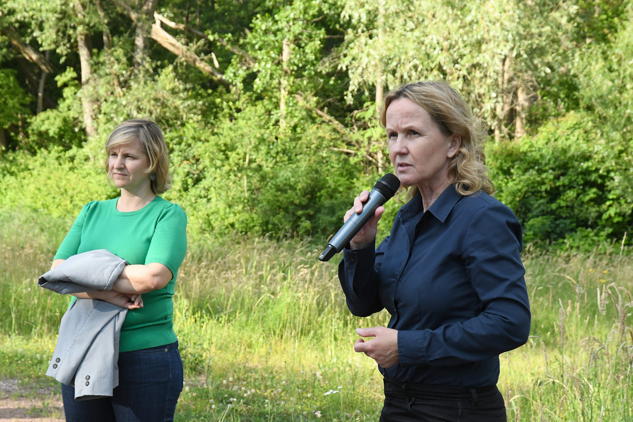 Am Rande der Konferenz besuchen Bundesumweltministerin Steffi Lemke und die Teilnehmerinnen und Teilnehmer der UMK ein Hochwasserrückhalteprojekt